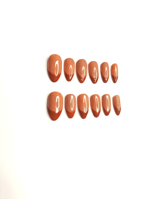 Brown french tip nails