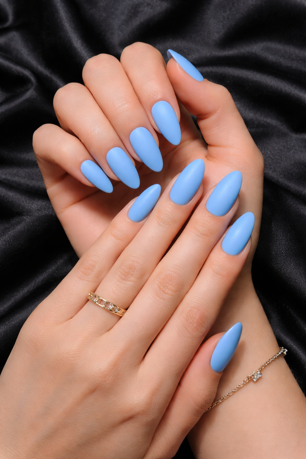 Pastel blue press on