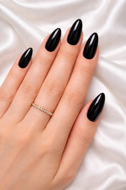 Black glossy handmade nails
