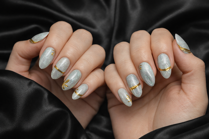 Sky blue cat eye press on nails