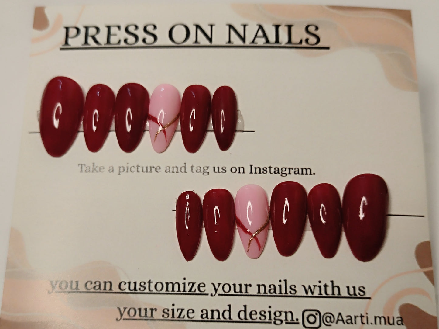 Classic Red & Blush Accent Press-On Nails